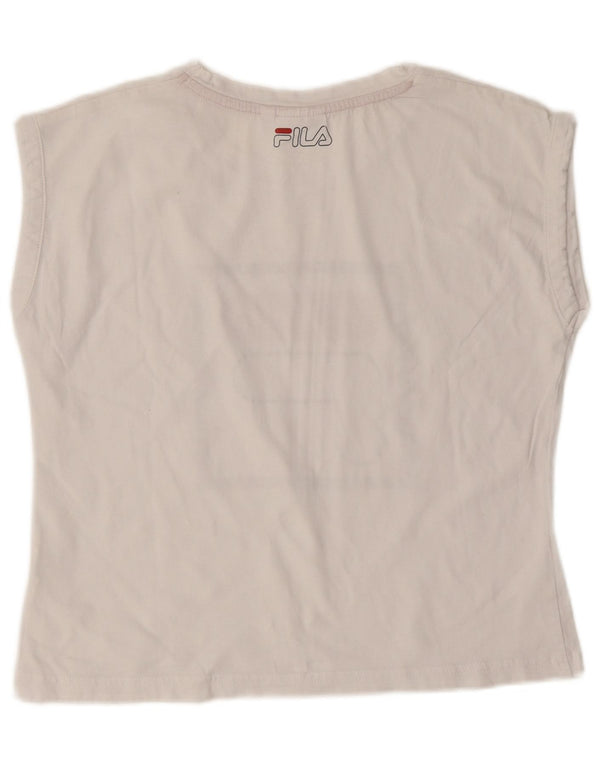 Fila Γυναικείο γραφικό T-Shirt Top UK 10 Small White