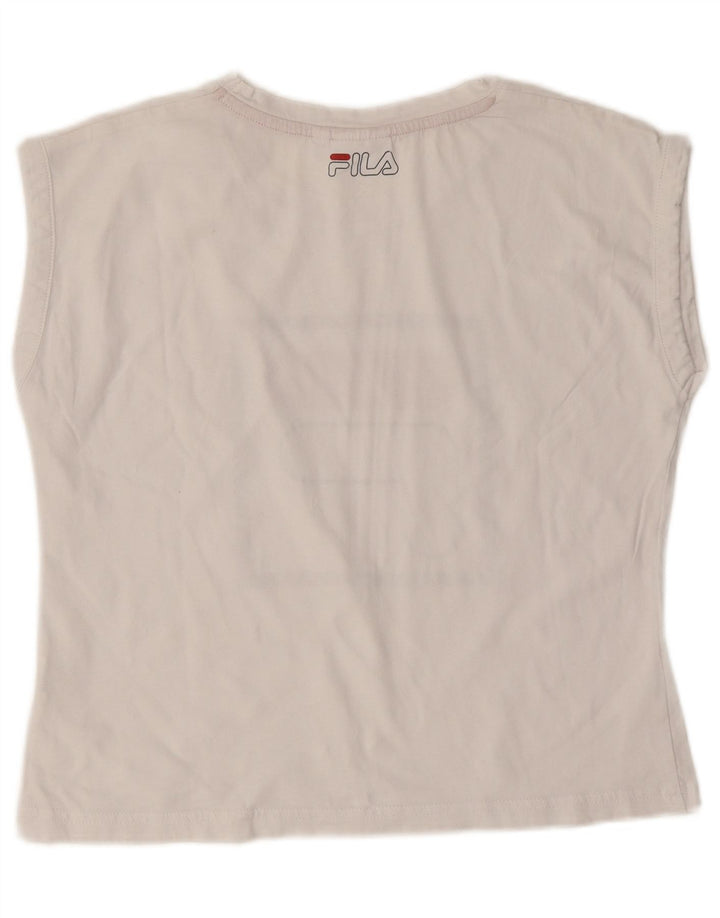 Fila Γυναικείο γραφικό T-Shirt Top UK 10 Small White