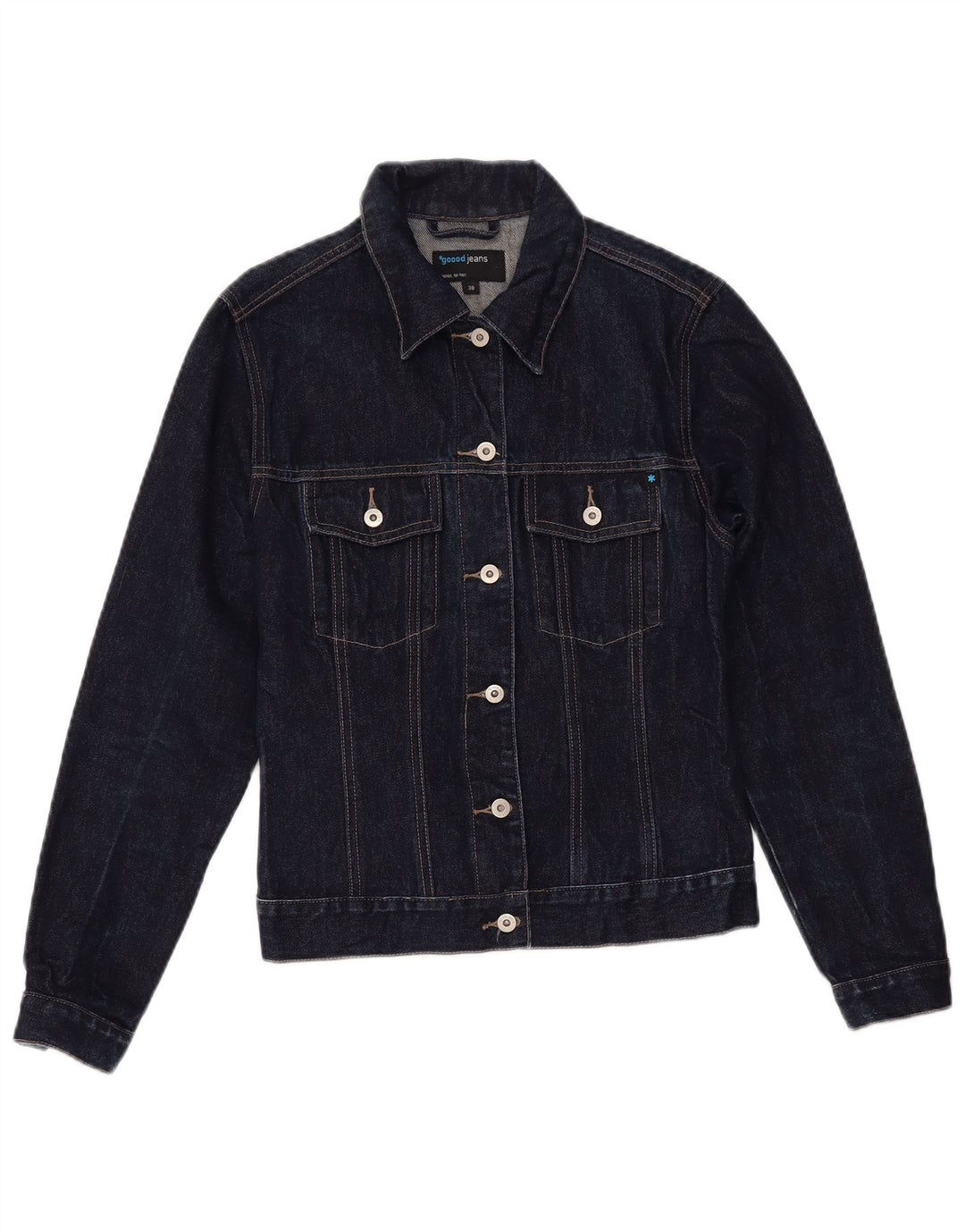 VINTAGE Γυναικείο Τζιν Μπουφάν EU 38 Medium Navy Blue Cotton