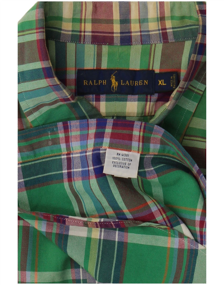 RALPH LAUREN Ανδρικό πουκάμισο XL Πράσινο βαμβακερό καρό