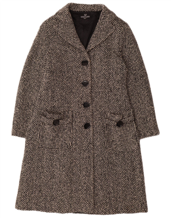 MIRELLA MORI Γυναικείο υπερμεγέθη πανωφόρι UK 18 XL Μαύρο μαλλί ψαροκόκαλο