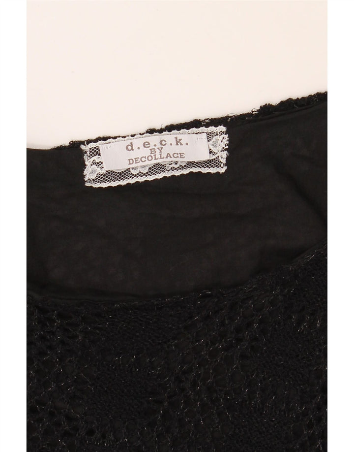 D.E.C.K. BY DECOLLAGE Womens Top Long Sleeve UK 16 Large Black Polyester Vintage D.e.c.k. By Decollage and Second-Hand D.e.c.k. By Decollage from Messina Hembry 