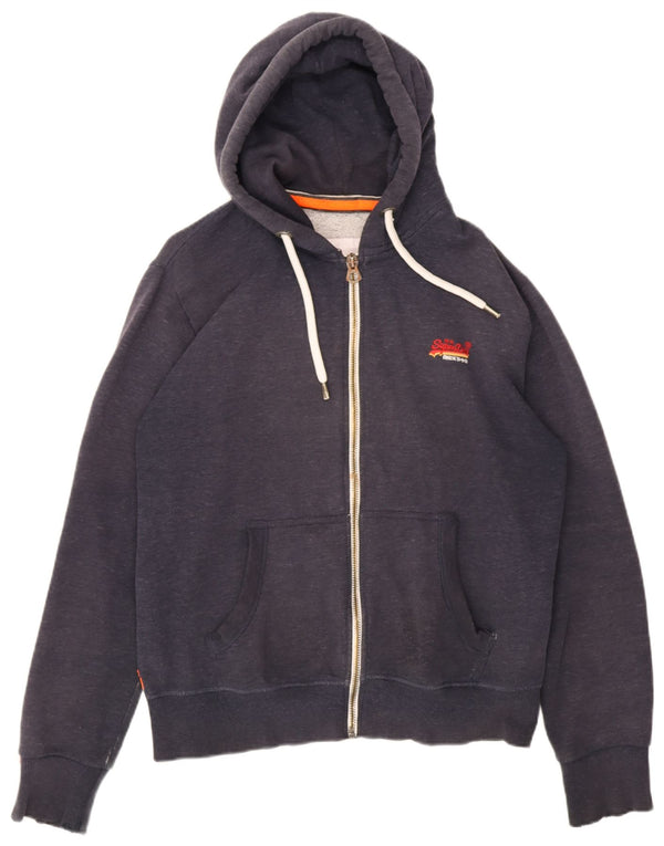 Ανδρικό πουλόβερ με κουκούλα με φερμουάρ Superdry XL Navy Blue Cotton