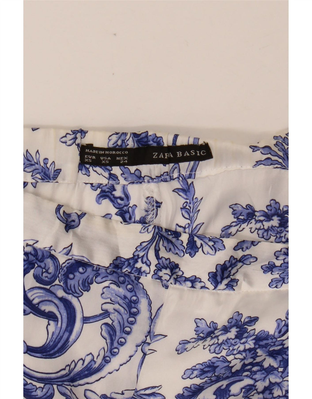 Γυναικείο Cropped Παντελόνι ZARA XS W30 L25 Λευκό Floral
