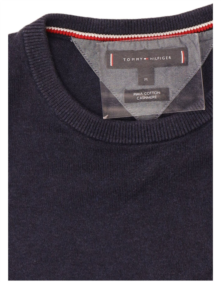 Ανδρικό πουλόβερ με λαιμόκοψη Tommy Hilfiger, Βαμβακερό μεσαίο ναυτικό