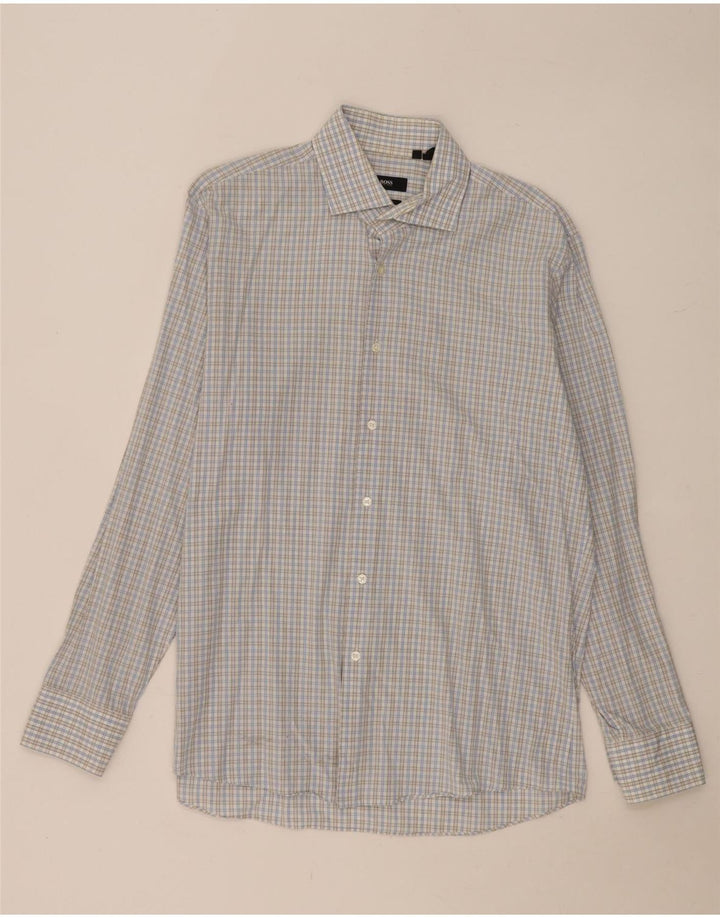 Ανδρικό πουκάμισο Hugo Boss Regular Fit Size 16 1/2 Large Blue Gingham Cotton