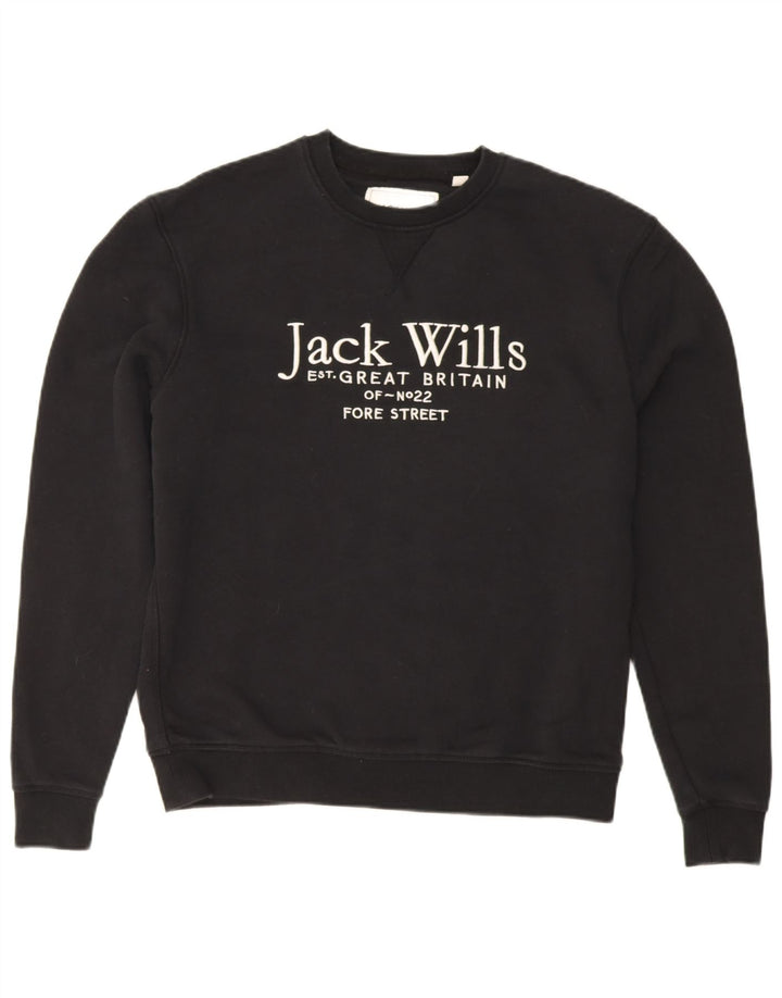 Jack Wills Ανδρικό γραφικό φούτερ Jumper Μικρό μαύρο βαμβακερό