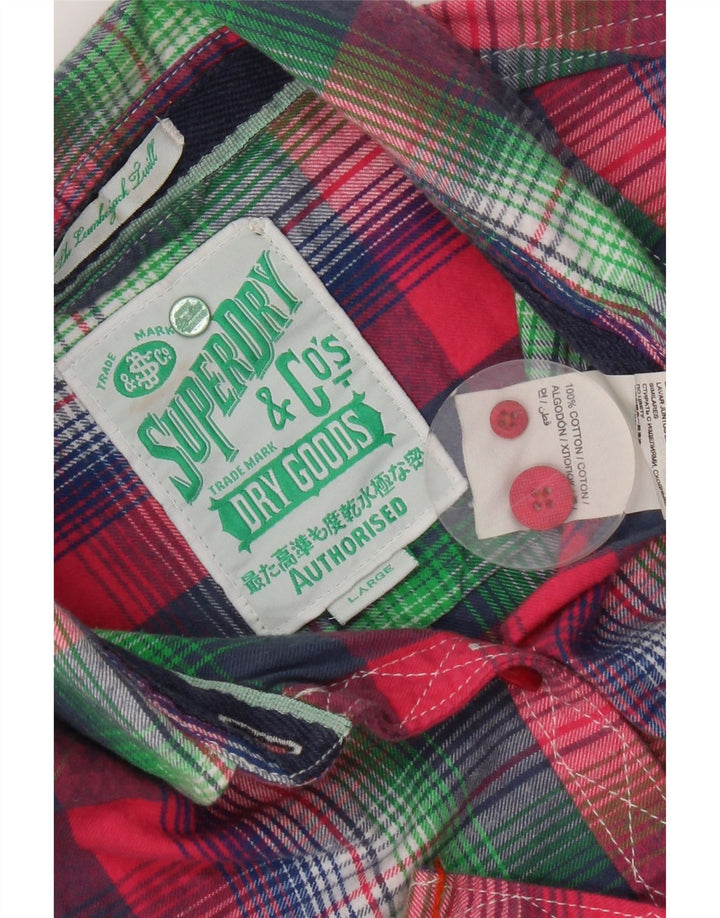 Superdry γυναικείο πουκάμισο UK 14 Large Pink Check Cotton