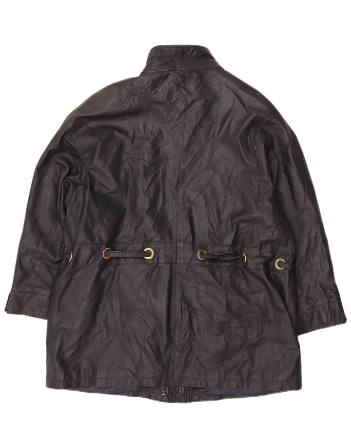 PER ME Γυναικείο Δερμάτινο Μπουφάν UK 22 2XL Μαύρο Δερμάτινο