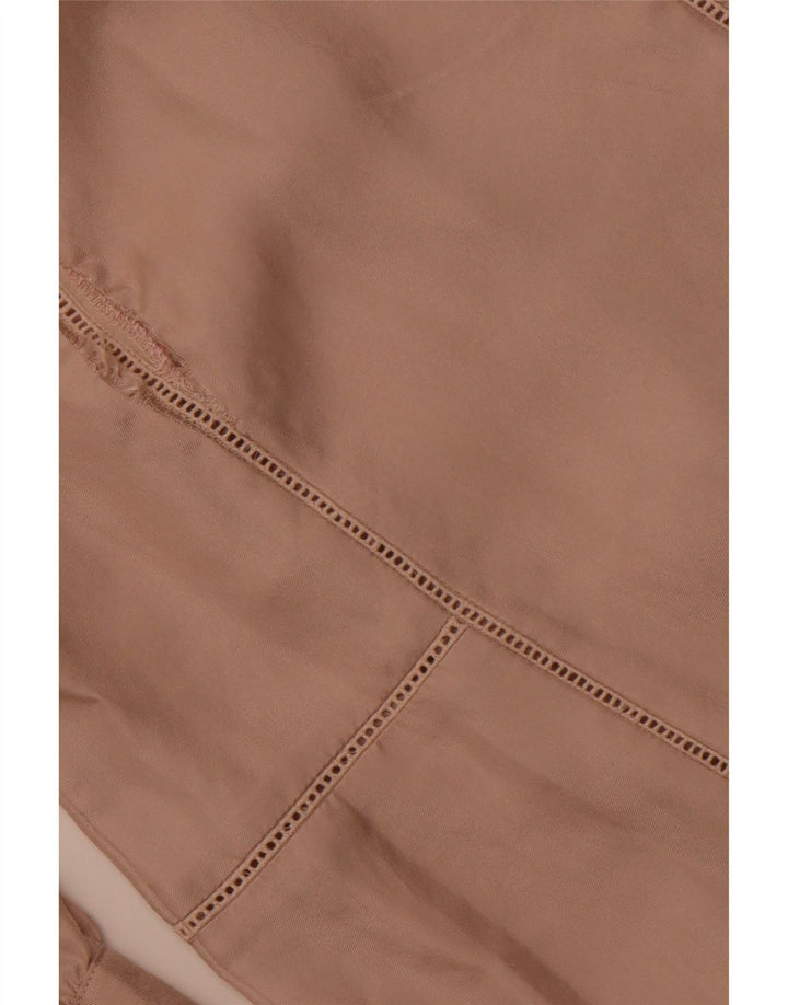 ΠΡΟΛΟΓΟΣ Γυναικεία μπλούζα 3/4 μανίκια τοπ UK 10 Small Beige Silk