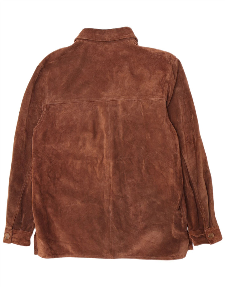 Vintage Ανδρικό Suede πουκάμισο IT 50 Μεσαίο Καφέ