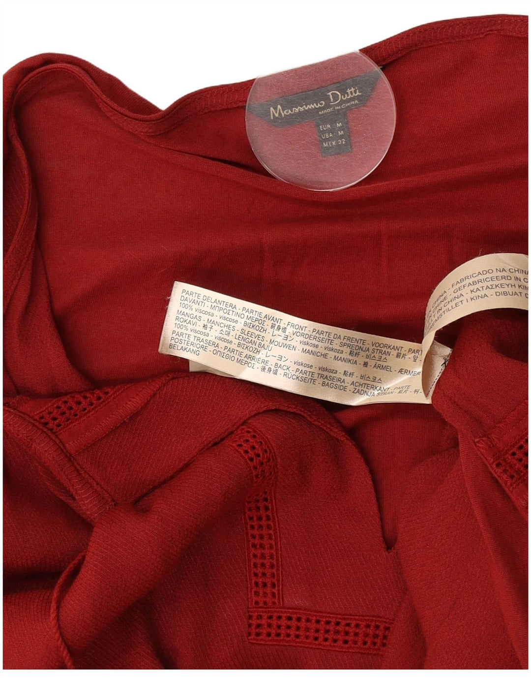 Massimo Dutti γυναικείο τουνίκ 3/4 μανίκι τοπ UK 14 μεσαία μπορντό βισκόζη
