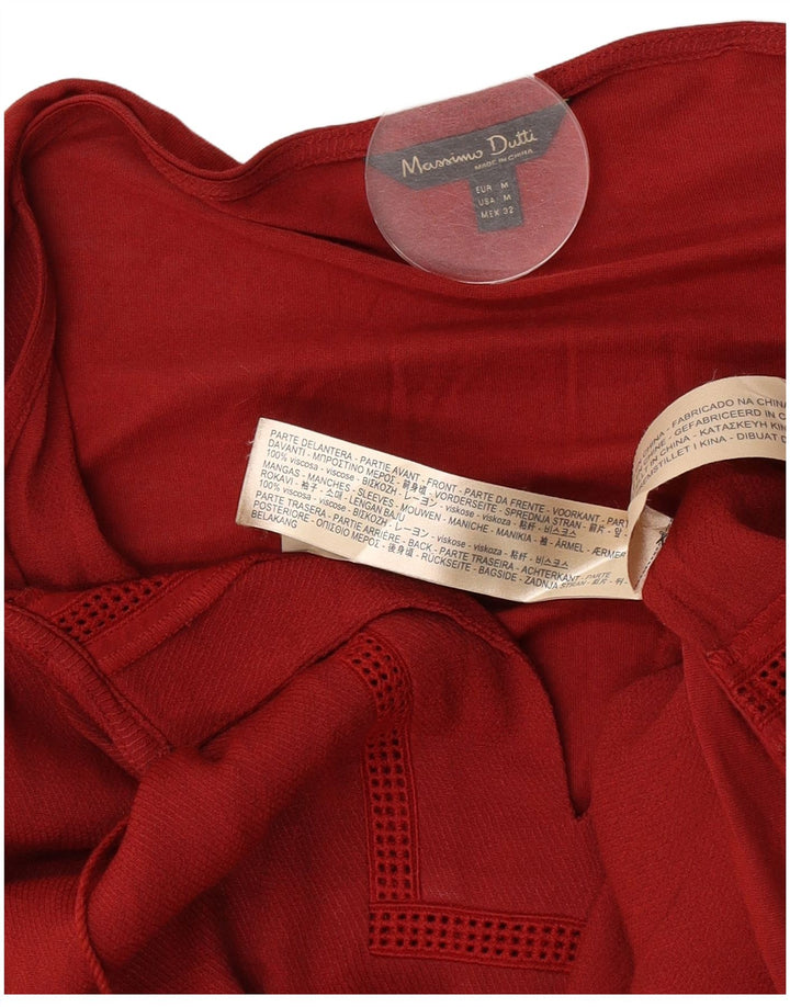 Massimo Dutti γυναικείο τουνίκ 3/4 μανίκι τοπ UK 14 μεσαία μπορντό βισκόζη
