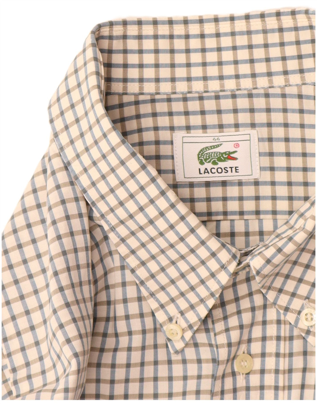 Ανδρικό πουκάμισο Lacoste νούμερο 44 XL Λευκό βαμβακερό Gingham