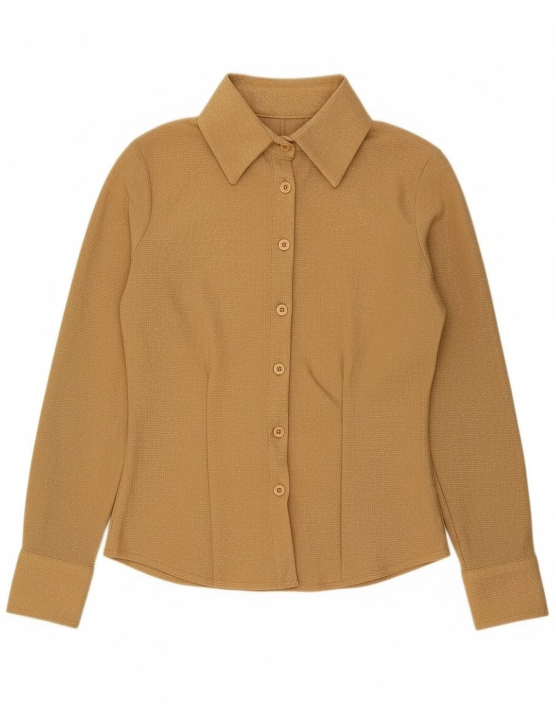 Vintage γυναικείο πουκάμισο UK 10 Small Gold Polyester