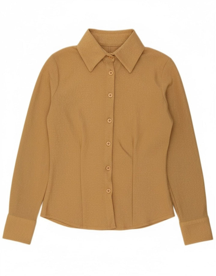 Vintage γυναικείο πουκάμισο UK 10 Small Gold Polyester