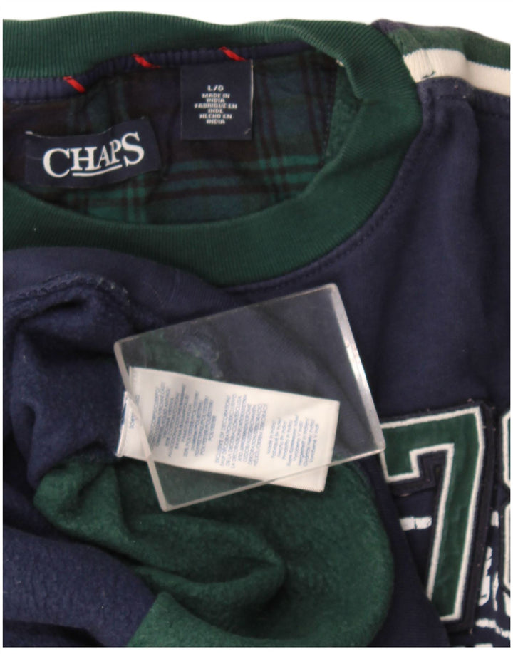 Chaps Ανδρικό γραφικό φούτερ Jumper Μεγάλο μπλε Navy Colourblock Βαμβακερό