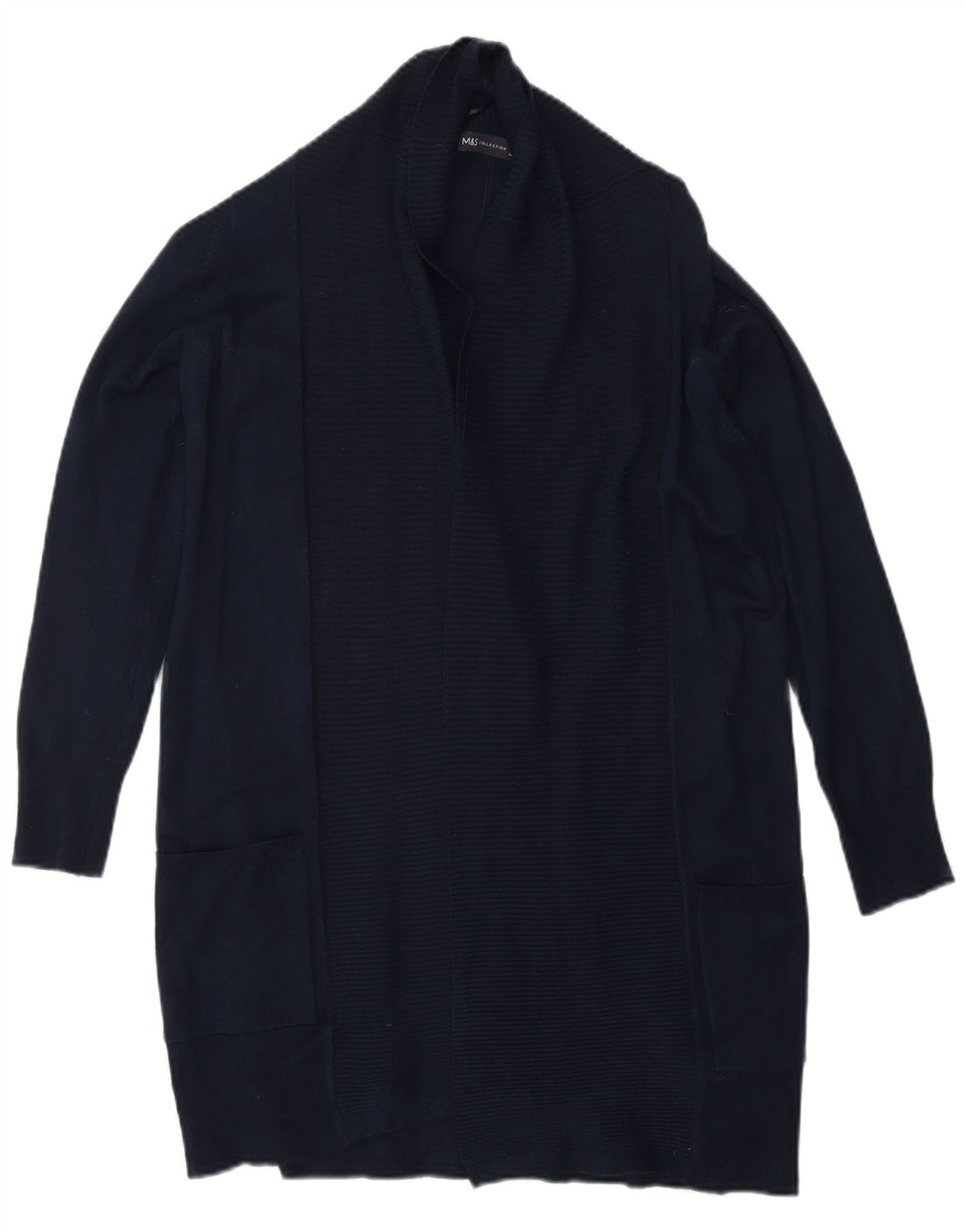 MARKS & SPENCER Γυναικείο Longline ανοιχτό πουλόβερ ζακέτα UK 6 XS Navy Blue