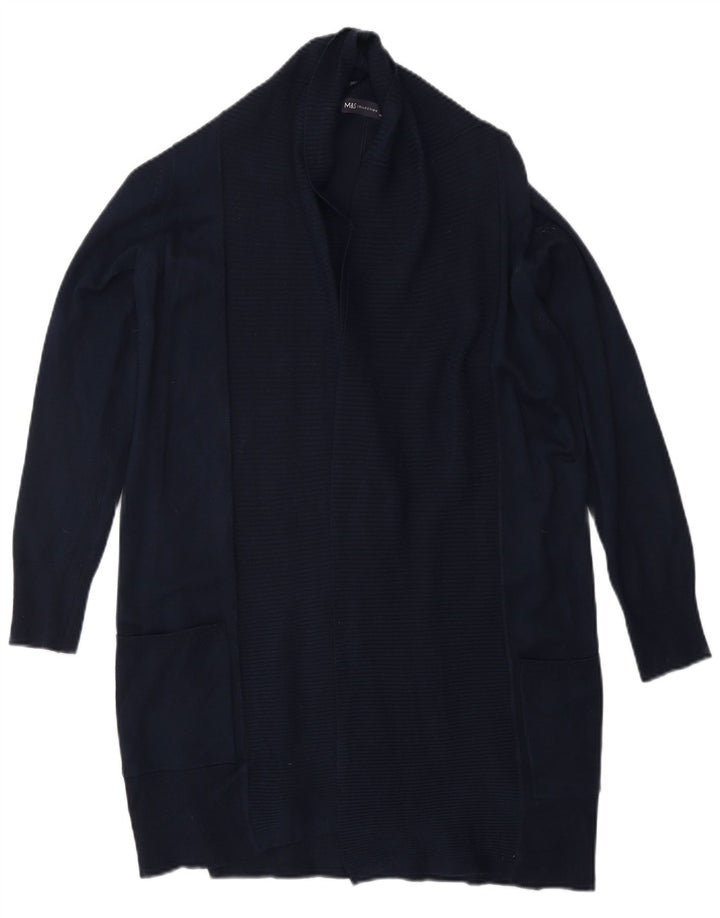 MARKS & SPENCER Γυναικείο Longline ανοιχτό πουλόβερ ζακέτα UK 6 XS Navy Blue