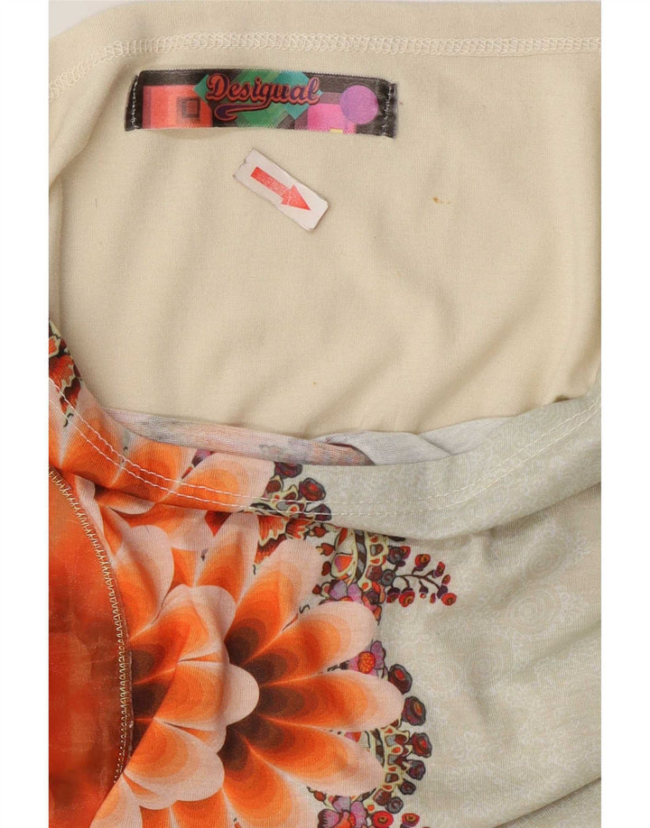 Desigual γυναικεία υπερμεγέθη μπλούζα τοπ UK 16 Large Beige Floral Polyester