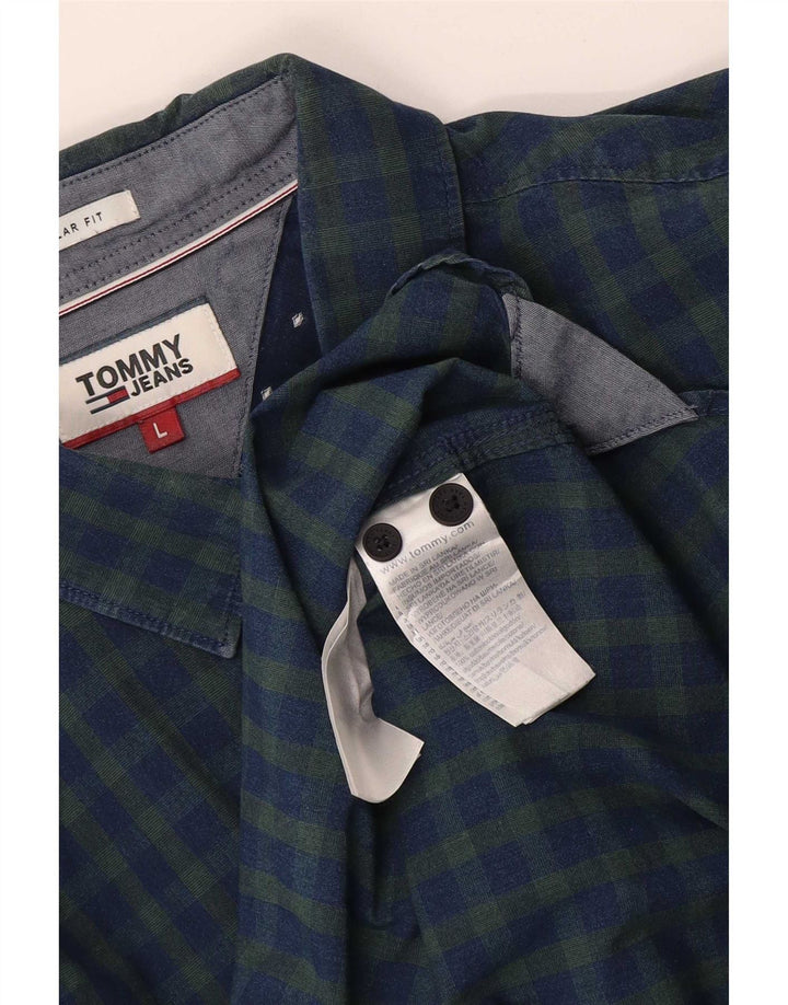 Tommy Hilfiger Ανδρικό πουκάμισο κανονικής εφαρμογής μεγάλο μπλε βαμβακερό Gingham