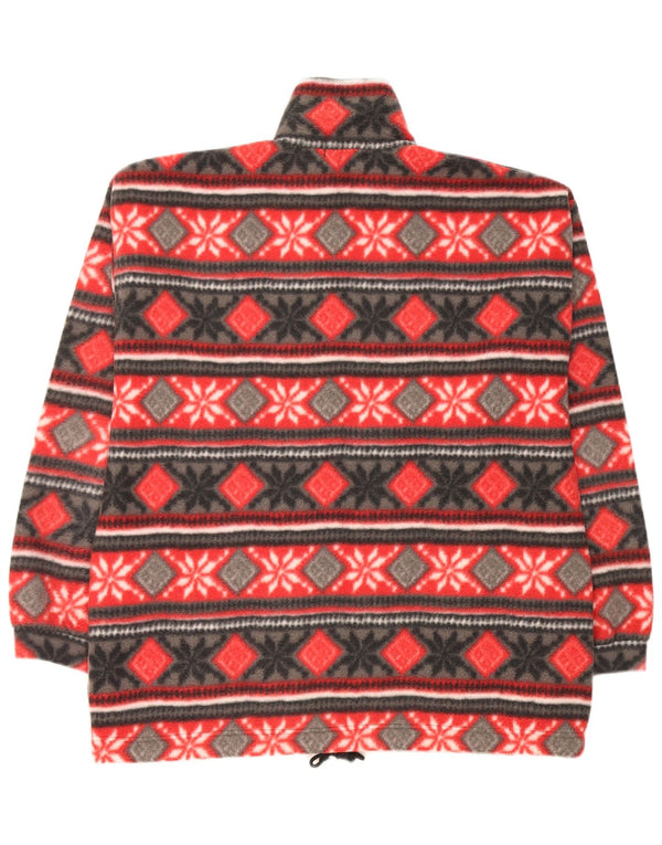 Vintage Ανδρικό Fleece Jacket UK 40 Large Red Fair Isle