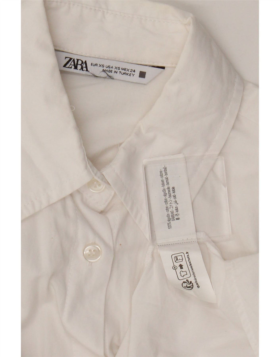 Zara Γυναικείο πουκάμισο Oversized UK 6 XS Λευκό βαμβακερό