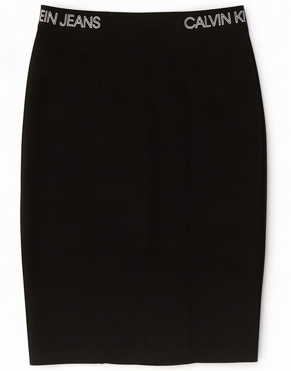 Calvin Klein Womens Graphic Pencil Skirt XS W24 Black Polyester