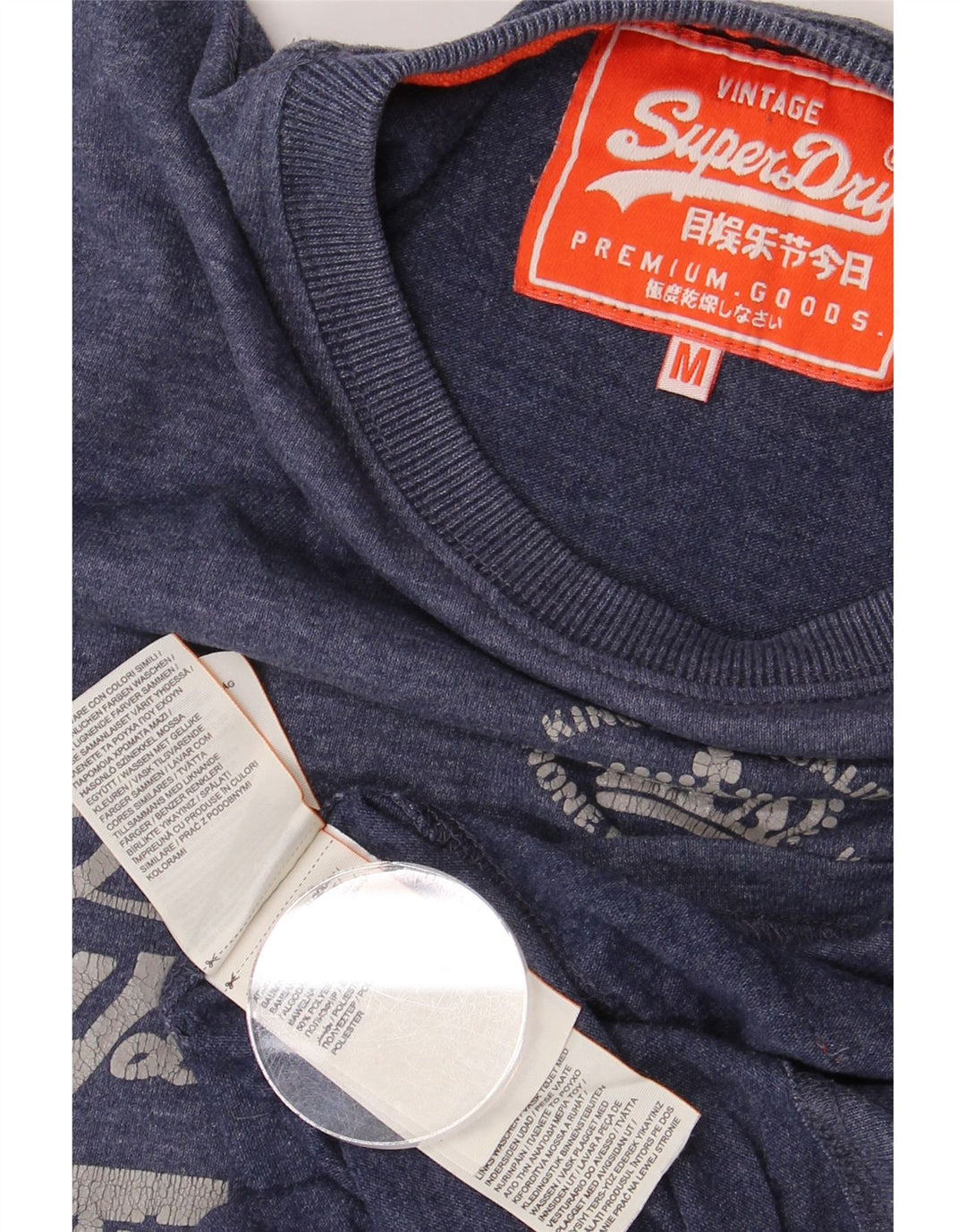 Ανδρικό γραφικό μπλουζάκι SUPERDRY Τοπ μεσαίο μπλε ναυτικό βαμβακερό