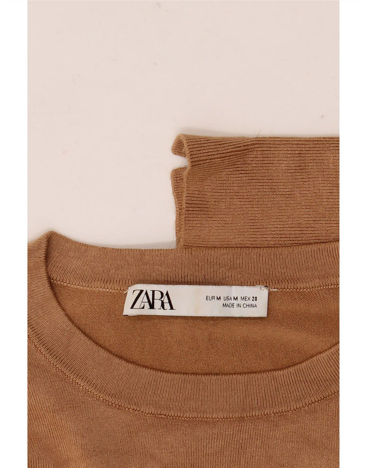 Zara Γυναικείο πουλόβερ με λαιμόκοψη UK 14 Medium Brown
