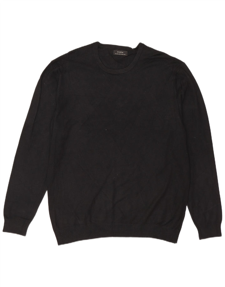 Γυναικείο πουλόβερ ZARA Crew Neck Jumper UK 16 Large Black