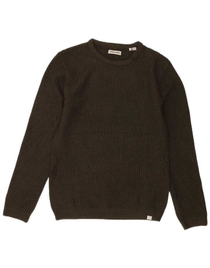 Jack & Jones Ανδρικό πουλόβερ με λαιμόκοψη, μικρό χακί ακρυλικό