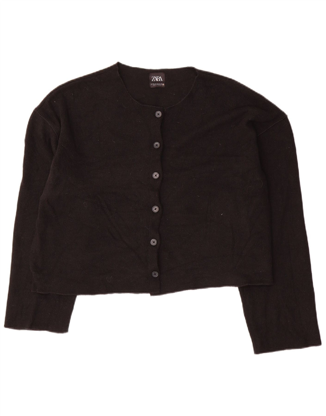 Zara Γυναικεία Ζακέτα Crop UK 18 XL Μαύρο Πολυεστέρας