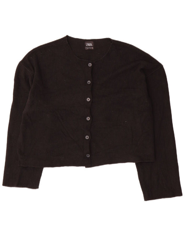 Zara Γυναικεία Ζακέτα Crop UK 18 XL Μαύρο Πολυεστέρας