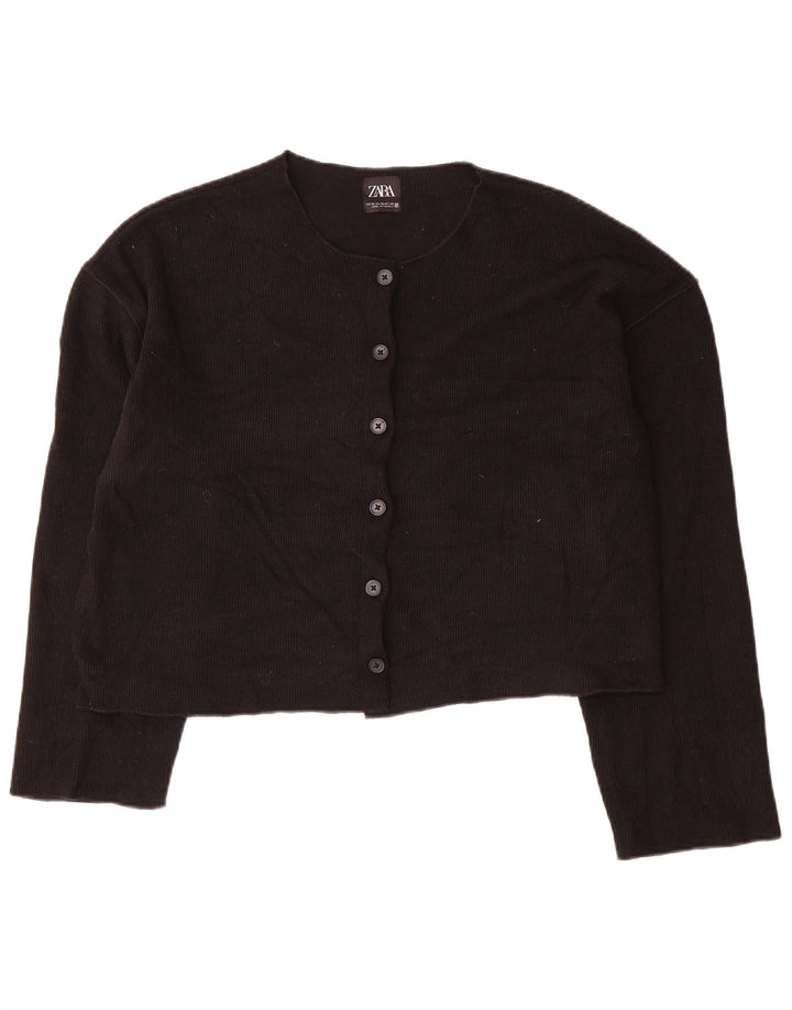 Zara Γυναικεία Ζακέτα Crop UK 18 XL Μαύρο Πολυεστέρας
