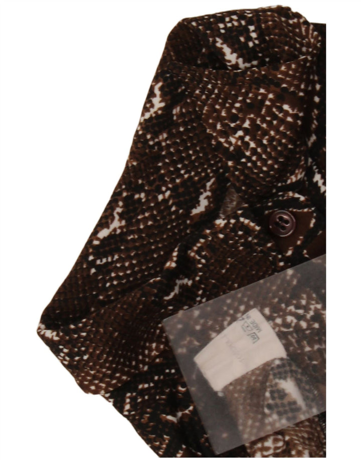 Vintage γυναικείο πουκάμισο μπλούζα UK 12 Medium καφέ Animal Print Polyester