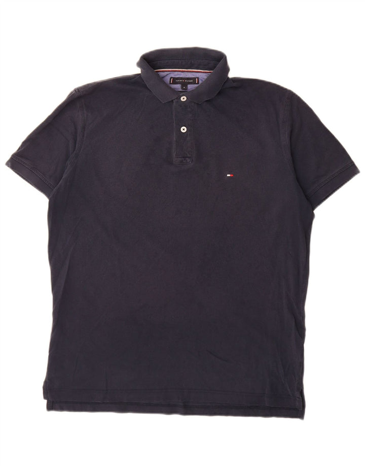 Tommy Hilfiger Ανδρικό πουκάμισο Polo με κανονική εφαρμογή, μεσαίο μπλε ναυτικό