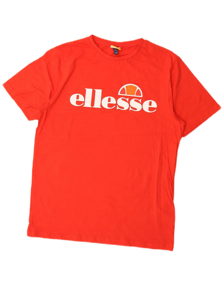 Ellesse Γυναικείο γραφικό T-Shirt Top UK 12 Μεσαίο κόκκινο βαμβακερό