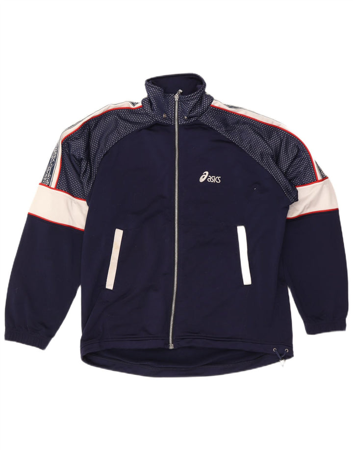 Ανδρική φόρμα Asics Top Jacket UK 40 Large Navy Blue Colorblock Πολυεστέρας