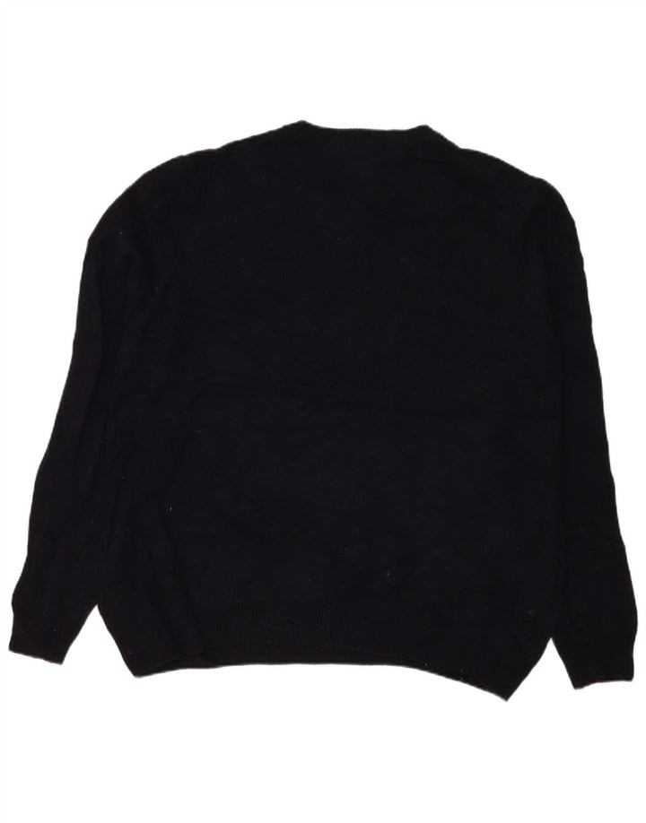 Marks & Spencer Ανδρικό πουλόβερ με λαιμόκοψη 2XL Navy Blue Lambswool