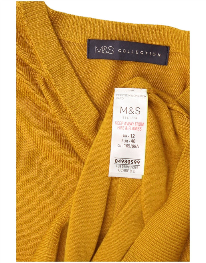 MARKS & SPENCER Γυναικείο πουλόβερ ζακέτα UK 12 μεσαία κίτρινη βισκόζη