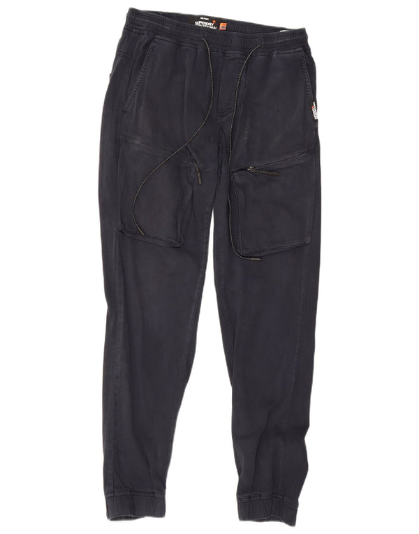 Superdry Mens Joggers Cargo Παντελόνι W30 L32 Navy Blue Cotton