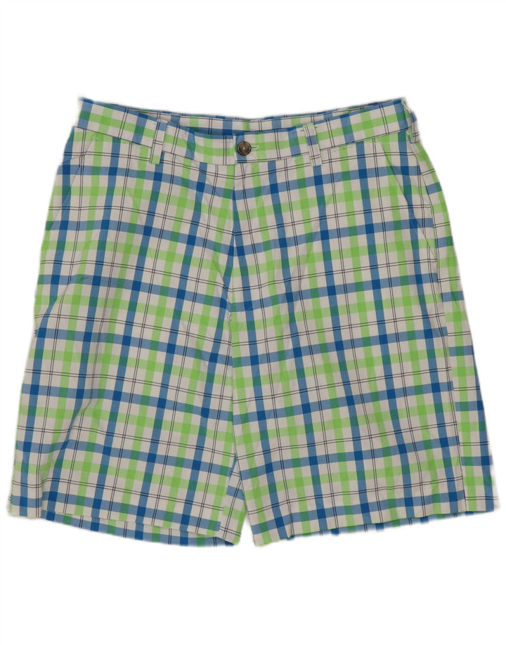 IZOD Mens Golf Chino Shorts W34 Large Multicoloured Check Polyester