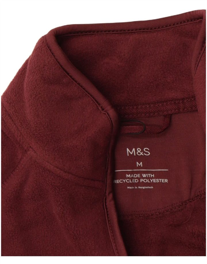MARKS & SPENCER Ανδρικό Fleece Jacket UK 38 Medium Burgundy Polyester