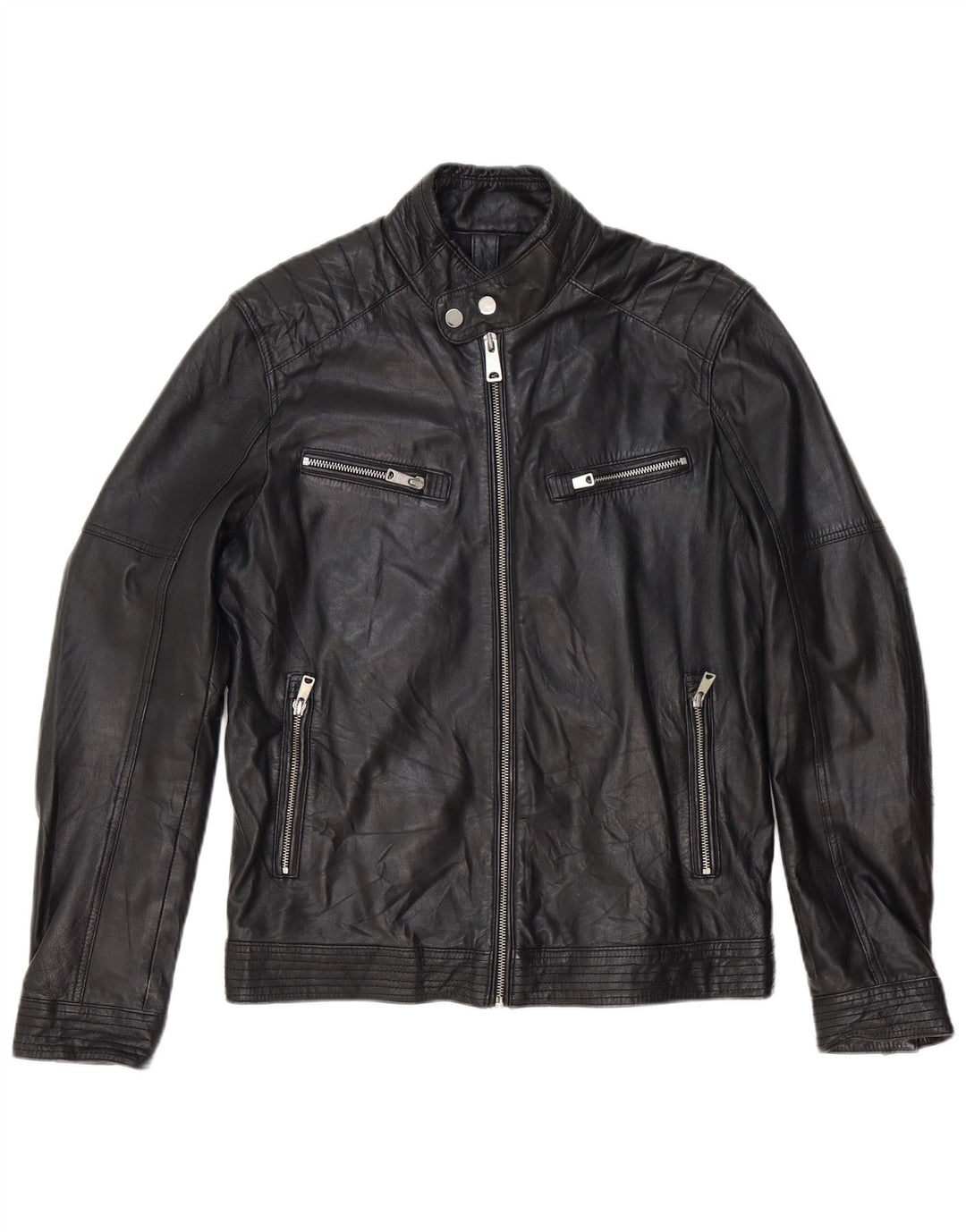 Conbipel Γυναικείο Δερμάτινο Μπουφάν Biker IT 46 Μεγάλο Δερμάτινο Μαύρο