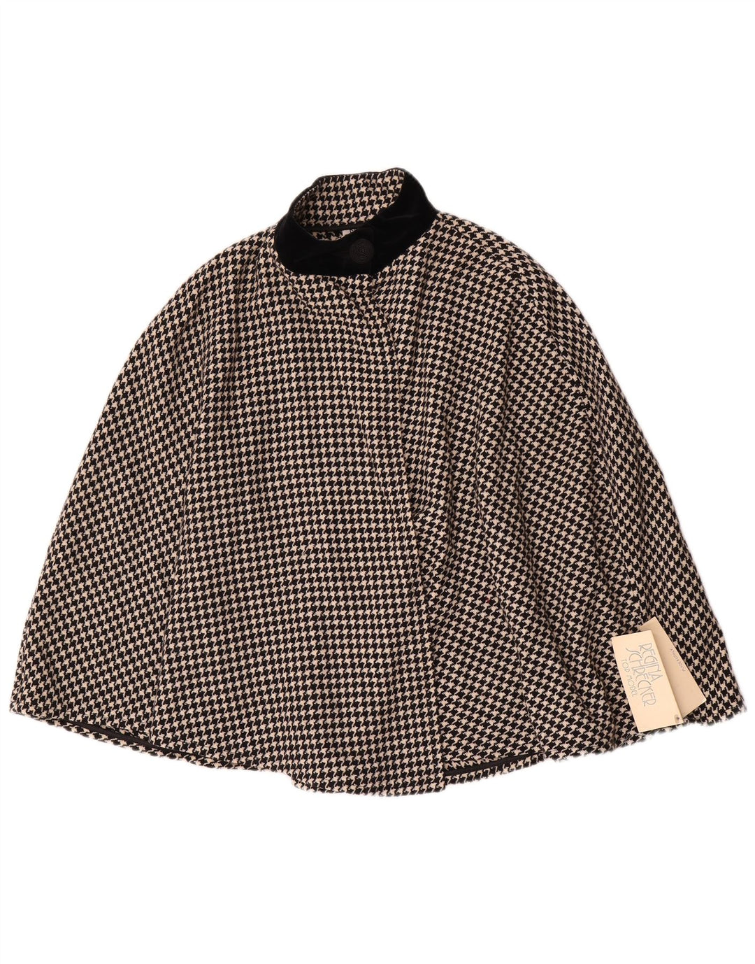 Regina Schrecker Γυναικείο Παλτό Poncho IT 42 Μεσαίο μαύρο μαλλί Houndstooth