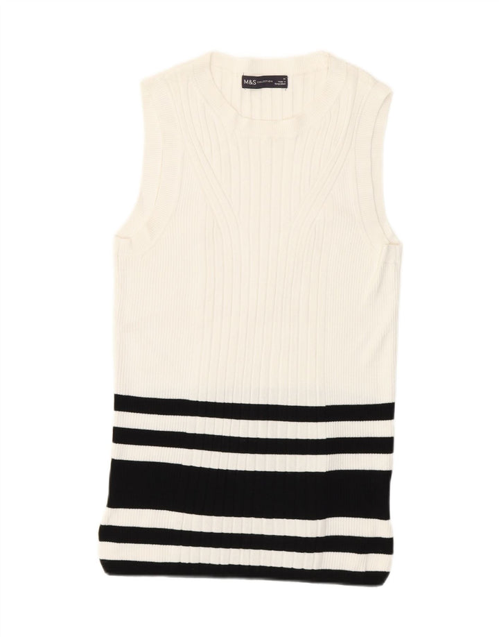 Marks & Spencer Γυναικείο γιλέκο Tank Top 12 μεσαία λευκή ριγέ βισκόζη