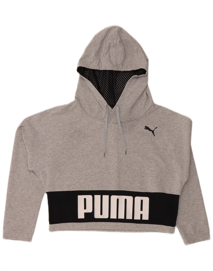 Γυναικεία κουκούλα μεγάλου μεγέθους PUMA UK 12 με μεσαίο γκρι χρώμα