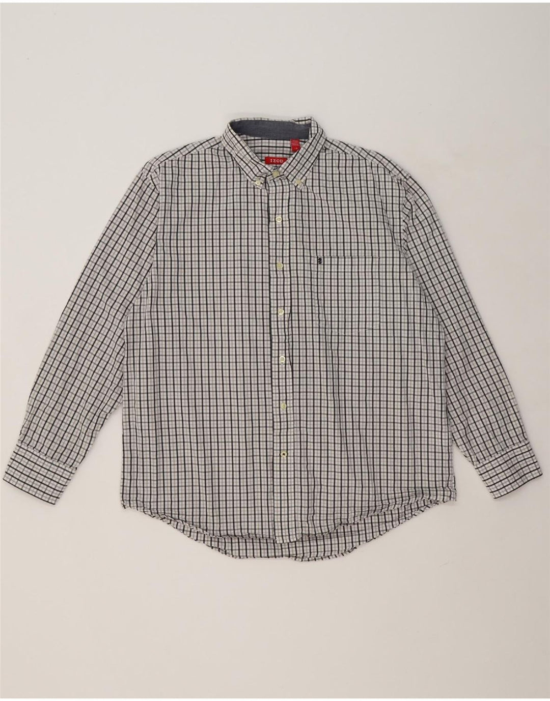 IZOD Mens Grant Fit Shirt Large White Check Cotton Vintage Izod and Second-Hand Izod from Messina Hembry 