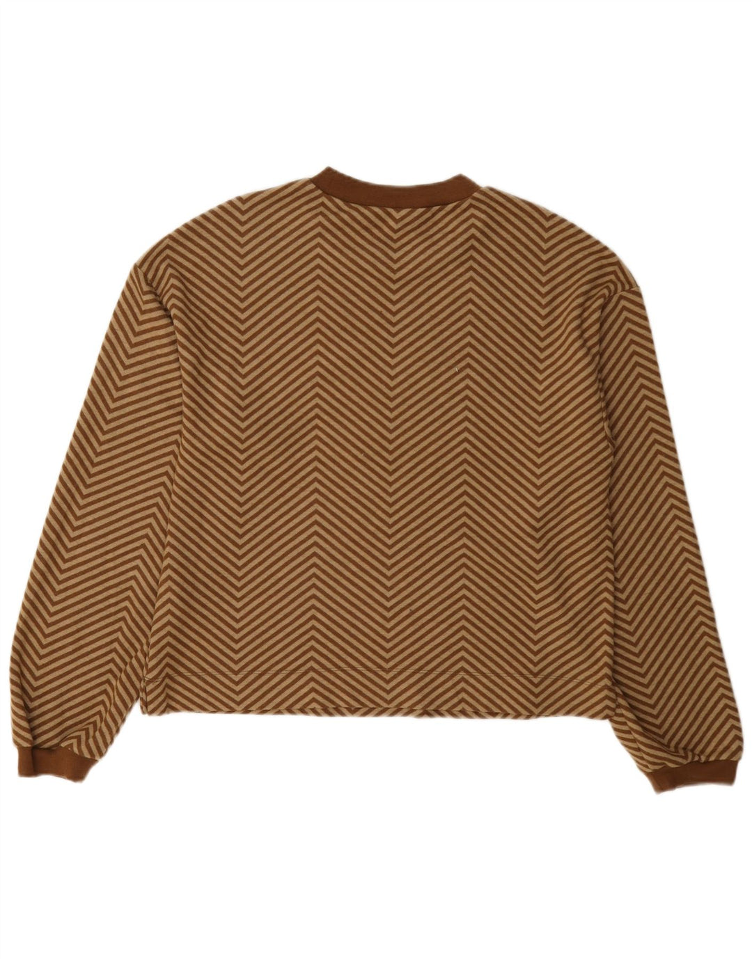 Marks & Spencer Γυναικείο πουλόβερ με λαιμόκοψη UK 12 Medium Brown Chevron